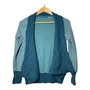 Anthropologie Knitted & Knotted Blue Teal Cardigan Wool Blend Small
